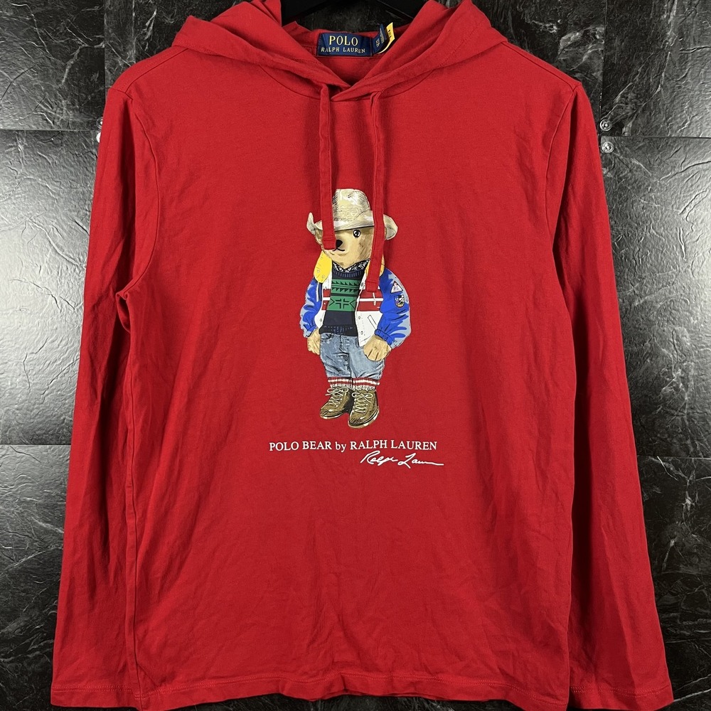 Polo Ralph Lauren Men's Red Cowboy Polo Bear Jersey Shirt XS